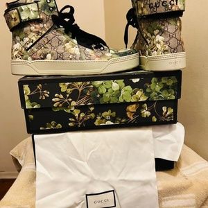 Gucci Blooms Print GG Coated Canvas High-Top Sneaker| SIZE 12